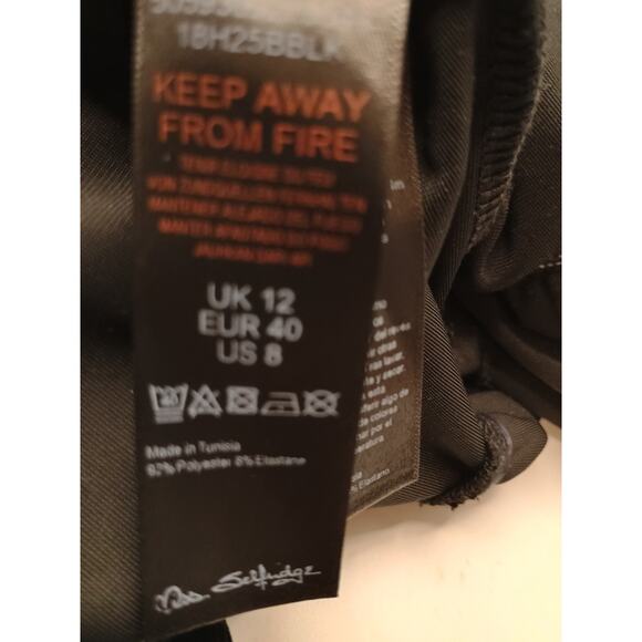 Miss Selfridge Women's Black Velvet Knee Length Babydoll Dress Waist Tie Size 8 - Picture 10 of 12